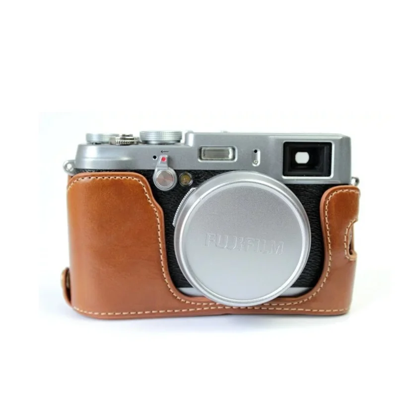 Camera Bag Bottom Case For Fujifilm X100 X100S X100T PU Leather Half Body Set Cover With Battery Opening