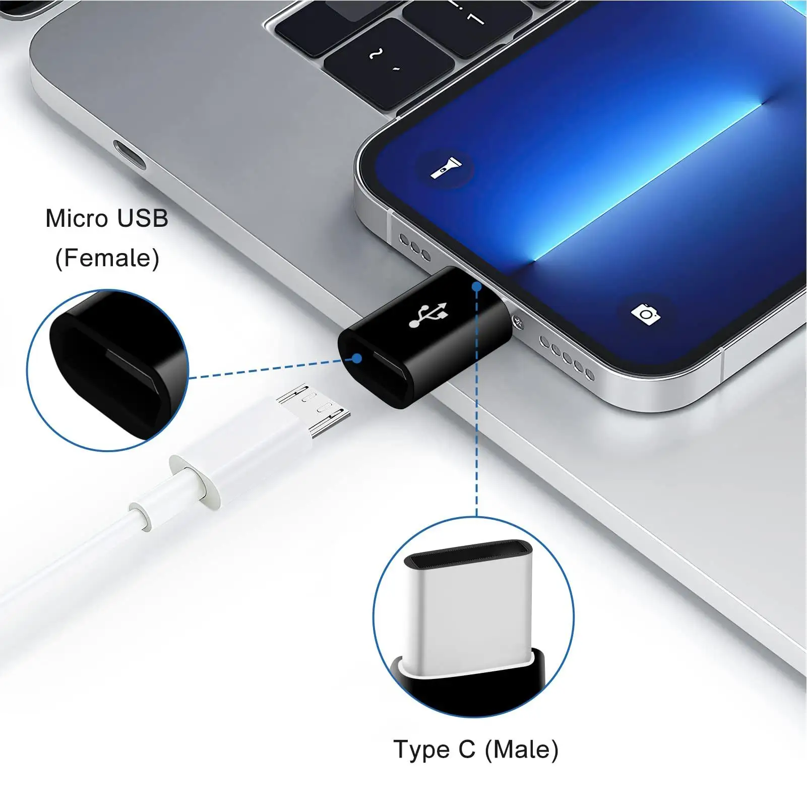 OTG 마이크로-타입C USB C 컨버터 휴대폰 타입 C 커넥터 고속 데이터 전송 어댑터 헤드 (컴팩트 구조)