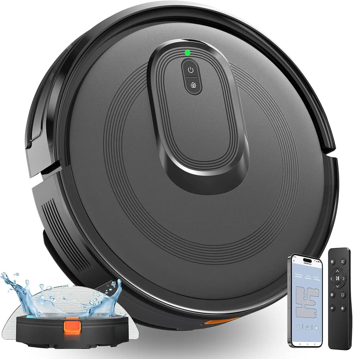 ^For Robot Vacuum and Mop Combo, 4200Pa Suction, 2 in 1 Mopping Cleaner, Black, App & Voice Control, Self-Charging, Obstacle