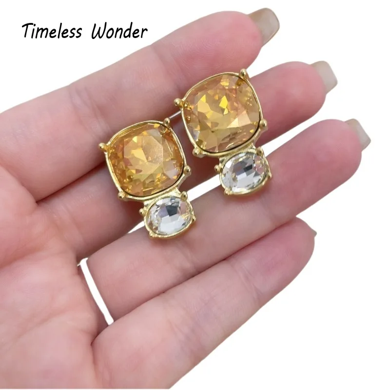 

Timeless Wonder Fancy Rhinestone Geo Glass Clip on Earrings for Women Designer Jewelry Runway Gift Brincos Vintage Cute Top 4262