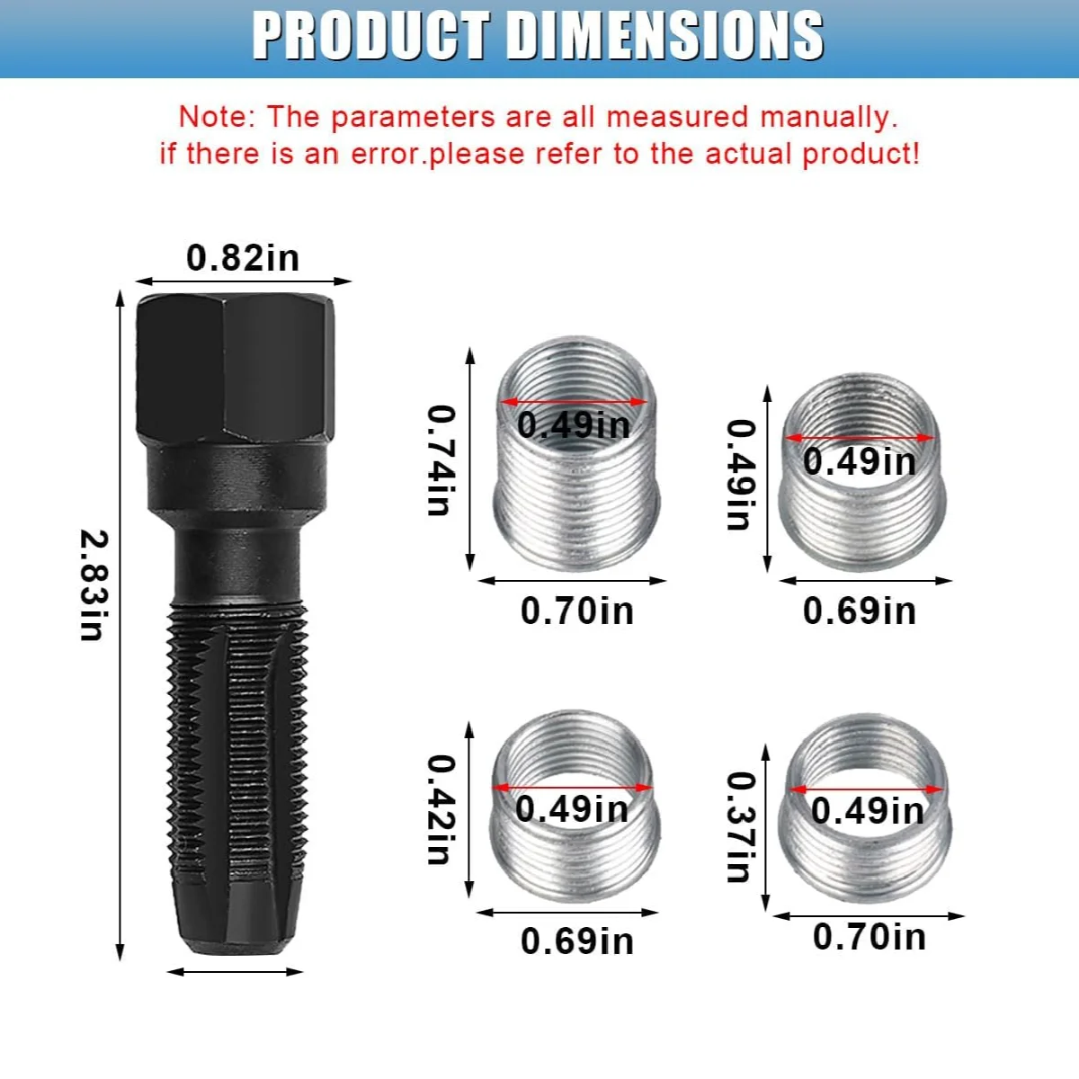 14mm Cylinder Head Rethreaded Kit M14 x 1.25 Car Carbon Steel Spark Plug Thread Repair Tool Set with Tap & 4 Thread Inserts