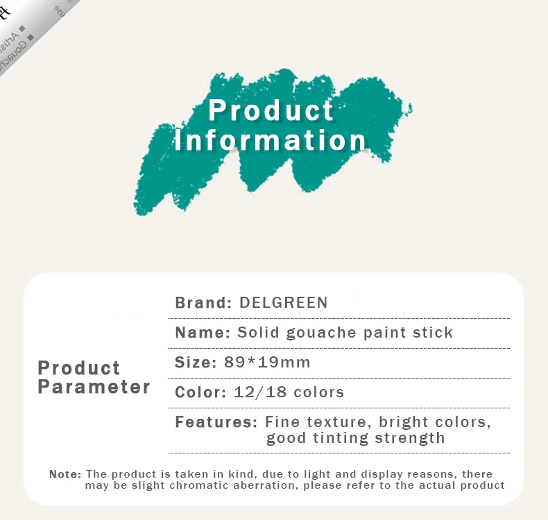 Professioneller fester Gouachestift, Basic/Macaron-Pastelle, Buntstifte, Malerei, Kinder, Zeichnen, Kunstbedarf, ungiftiger Wachsstift, DELGREEN – Detail 15