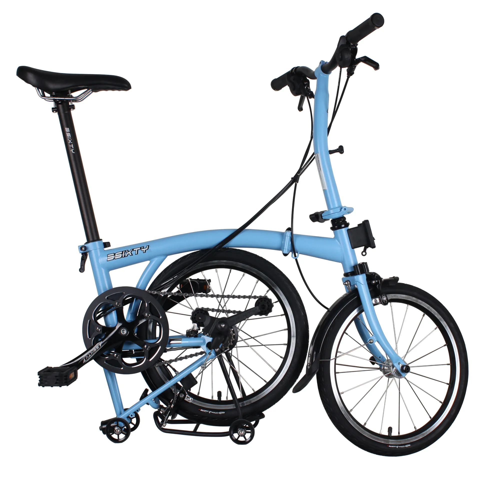 3SIXTY 16 Inch Folding Bike  Internal 6 Speeds Steel Frame Three inner and two outer speeds  Mini Folding Bicycle Tri-fold bike