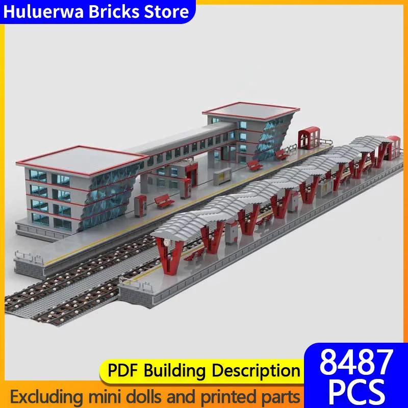 Street View Model MOC Building Bricks Urban Train Waiting Station Modular Technology Gifts Holiday Assemble Children Toys Suit