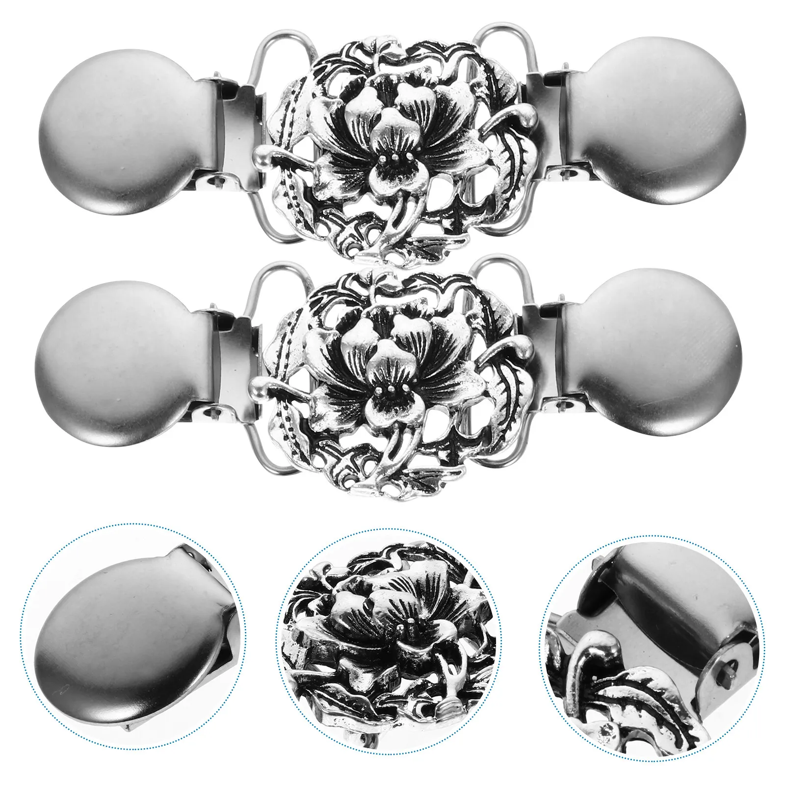 2Pcs Chest Silk Buckle Stylish Scarf Accessory Premium Material Chic Fashionable Beautiful Color Lasting Luster