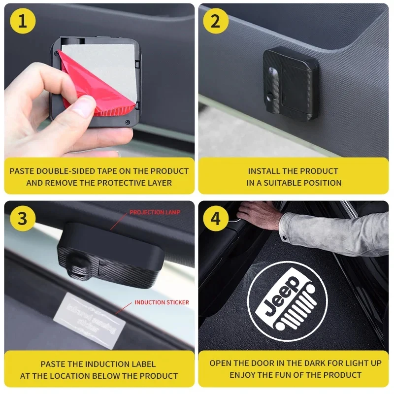 Led HD باب السيارة شعار ترحيب كشاف ضوئي مصابيح ل جيب جراند شيروكي رانجلر JK المصارع البوصلة رينيجيد باتريوت Lib #5