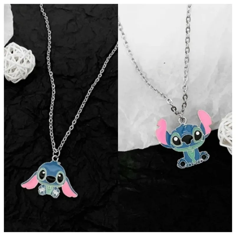 Disney Lilo & Stitch Necklace Anime Figures Cute Alloyed Necklace Q Figural Anime Merchandise Decoration Childern Birthday Gifts