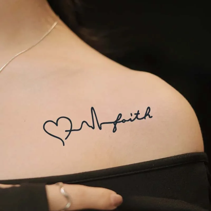 Sentence and Heart, 1Pcs Waterproof Temporary Tattoo Stickers, Long-lasting Waterproof for One to Two Weeks, Suitable For Arm,