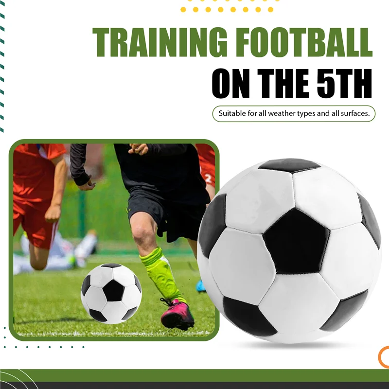 AC52-Size 5 Professional Training Soccer Balls PU Leather Black White Football Soccer Balls Goal Team Atch Training Balls