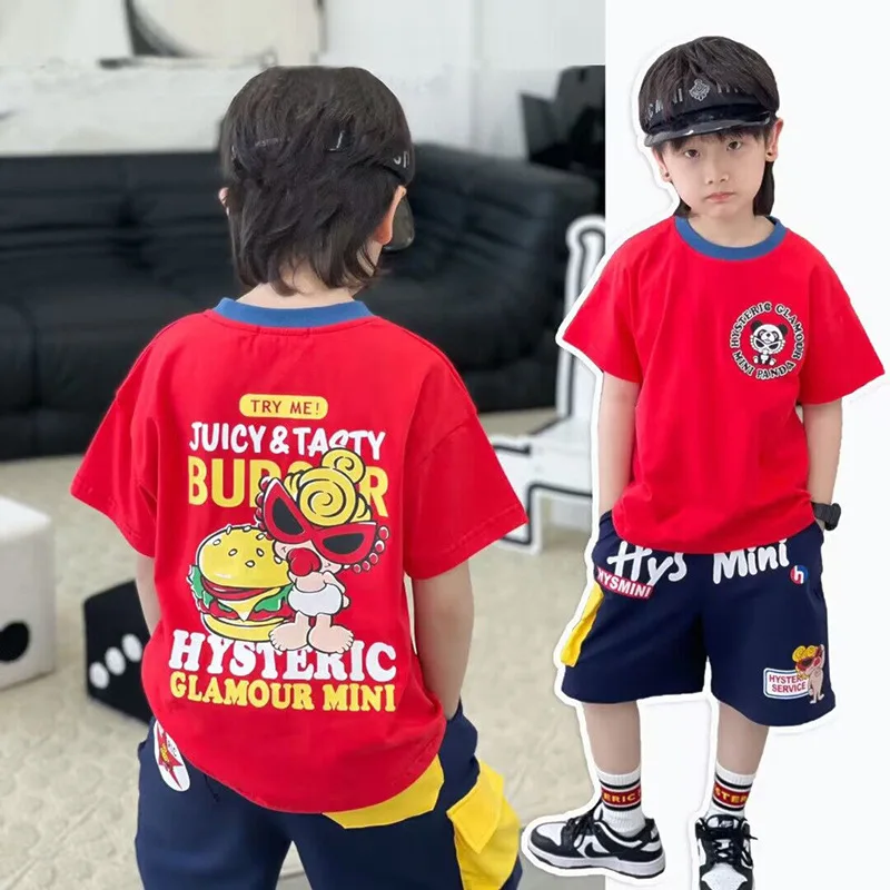 2025 Summer Boys Clothes Set Cartoon Earphone Printed Kids Hysteric Mini Top T-shirt+Shorts Cotton Outing Kids Clothes 100-160