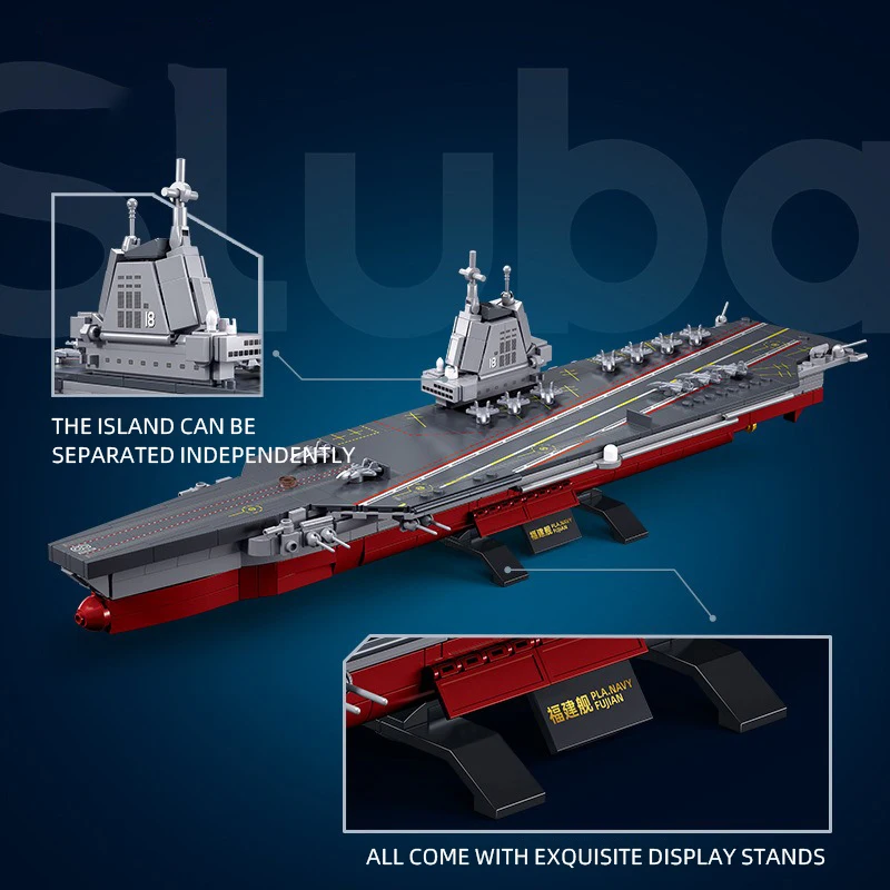 B1211 Sluban New Warship Building blocks Maritime Aircraft Carrier Model Building blocks Boy Toy Gift Warship Bricks Gifts