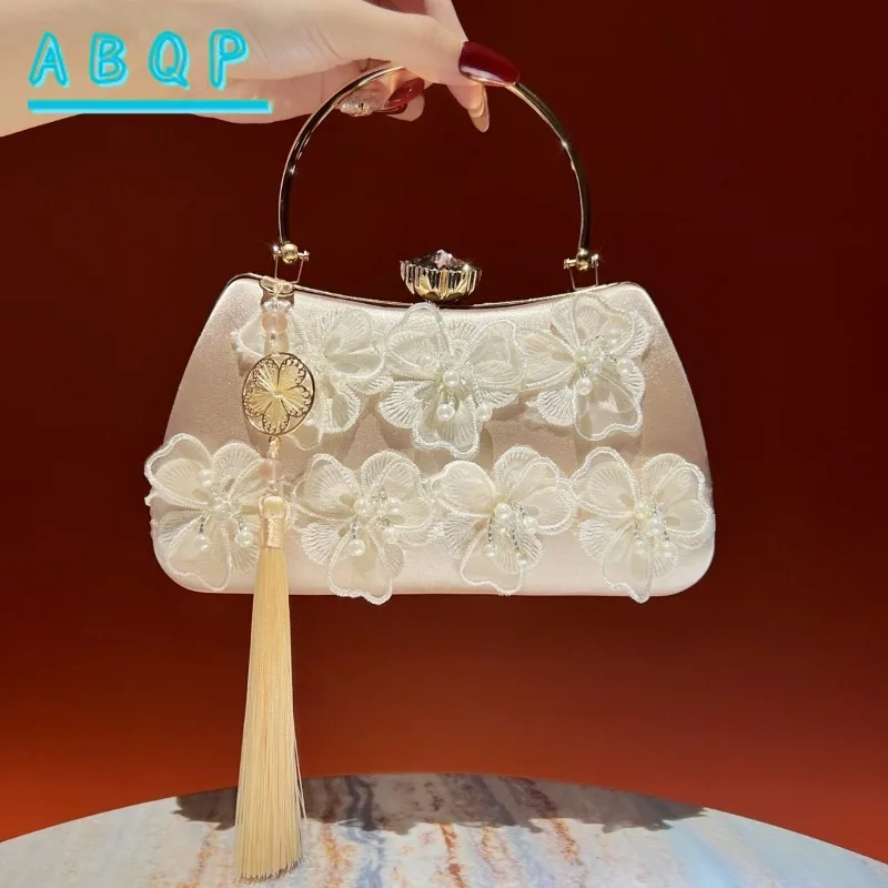Dinner Women's Bag Luxury Brand Diamond-encrusted Dinner Party Women's Handbag 3D Flower Shape Women's Shoulder Crossbody Bag