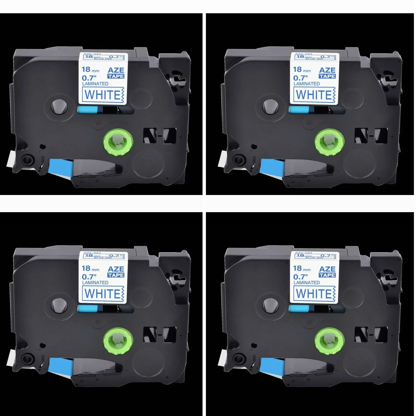 

Набор из 4-х совместимых лент для этикеток Brother P-Touch TZe 231, сине-белые