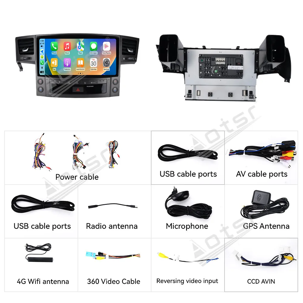 Radio samochodowe z Androidem 13, ekran dotykowy 12,5 cala, CarPlay, do Lexusa LX570 2008-2015, odtwarzacz multimedialny, nawigacja GPS, jednostka główna, DSP, BT