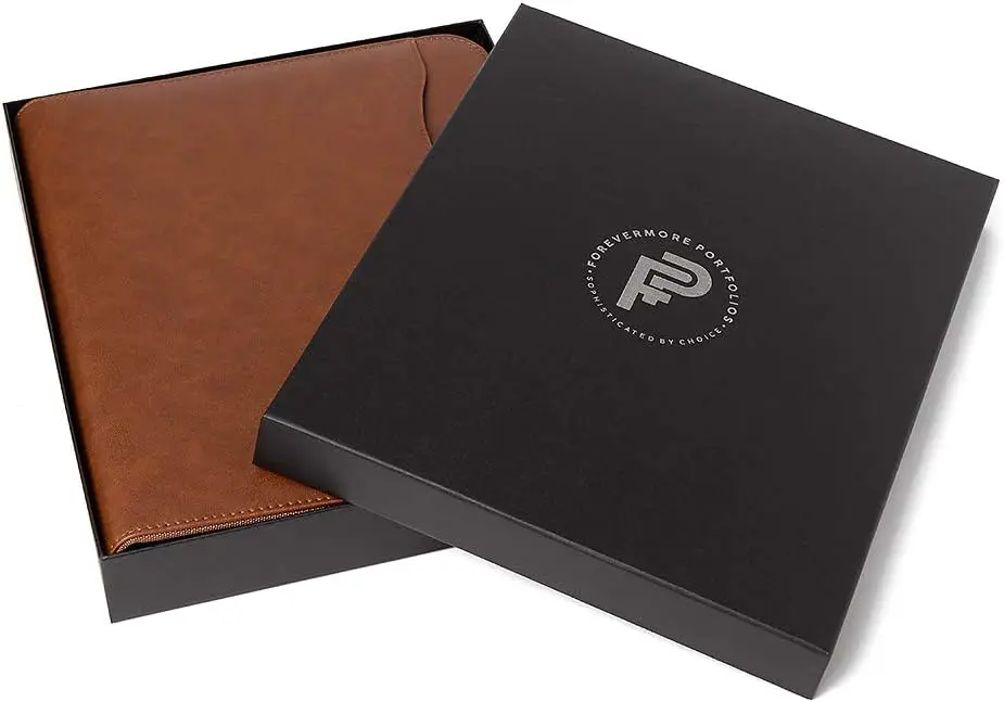 منظم محفظة بسحاب ممتاز مع مفكرة وحلقات مقاس 1.5 بوصة وجيوب تخزين للسفر ووثائق الأعمال باللون البني