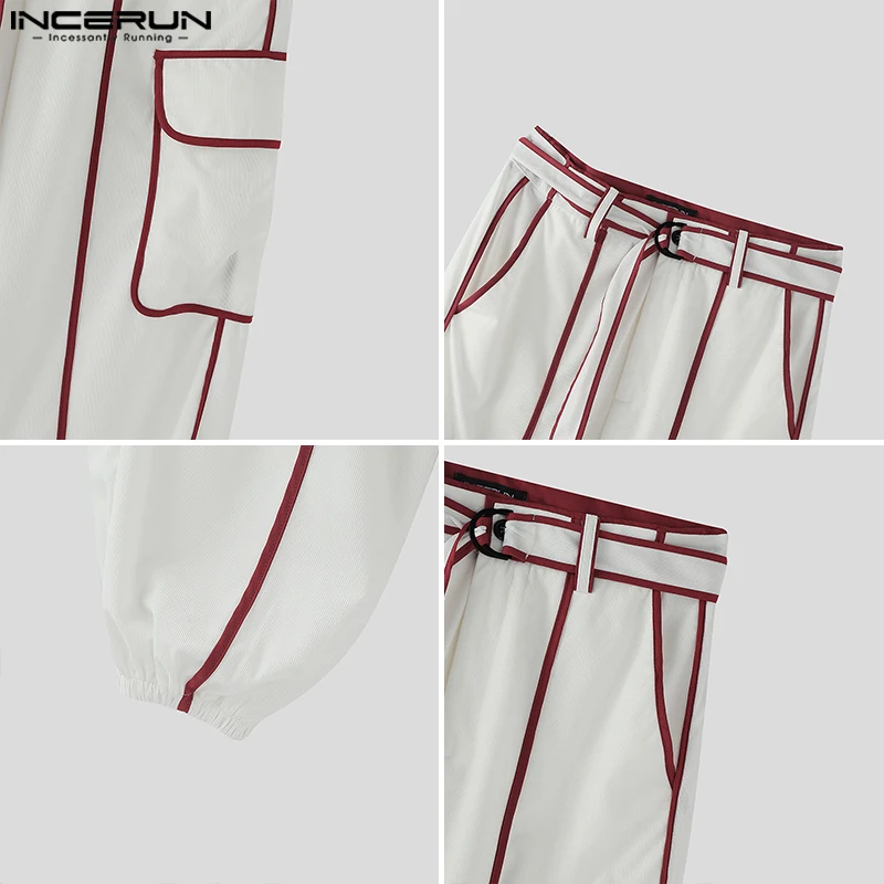 Pantaloni lunghi primavera estate INCERUN Pantaloni patchwork da uomo Pantaloni casual Streetwear Pantaloni con cintura Abbigliamento da uomo oversize Pantaloni Harem