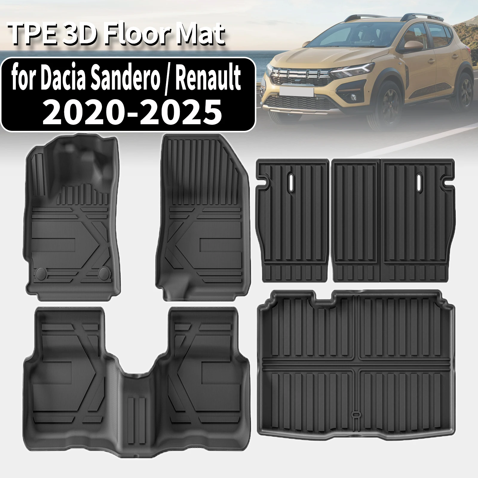 

for Dacia Sandero / Renault 2020 2021 2022 2023 2024 2025 Eco-Friendly Non-Slip TPE Car Mats Accessories