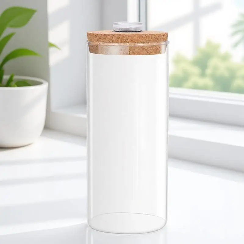 

8x18cm Lighted Terrarium Glass Bottle Modern Cylindrical Landscape Design for Desktop Hotel Office Indoor Greenery Decor