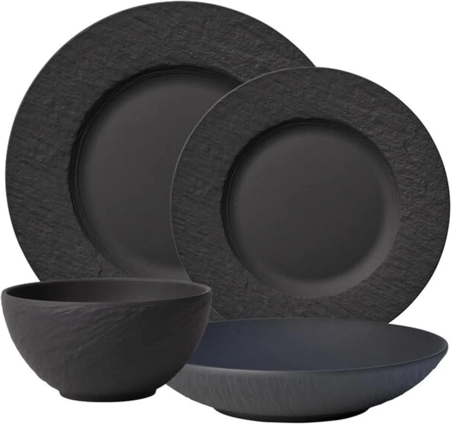

Manufacture Rock 4-Piece Place Setting, Dinner Plate, Salad Plate, Rice Bowl, Pasta Bowl, Premium Porcelain, Made in Germany, Ma