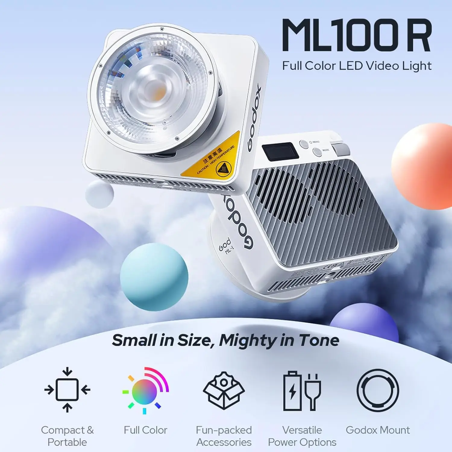 Godox ML100R 110W RGB LED Video Light 2800-6500K 11 FX Effects APP Control Godox Mount for Filmmaking/Live Streaming/Vlog