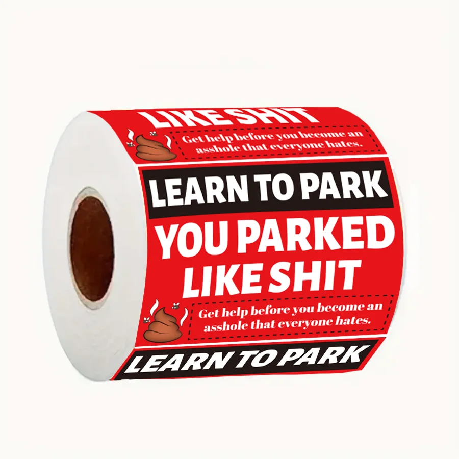 150 Pcs Parking Violation Warning Stickers, Matte Finish Paper Rectangle Shape, Single Use, Funny Car Parking Reminder Labels.