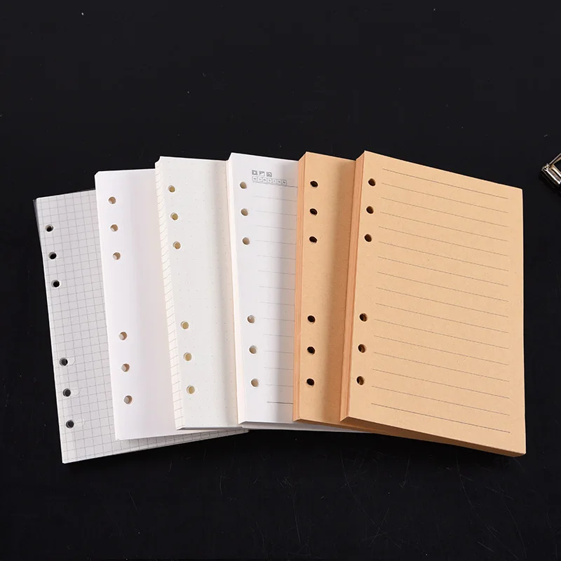 A5 A6 A7 Black White Loose Leaf Notebook Refill Spiral Binder Inner Page Grid Blank Line Diary Agenda PlannerSchool Stationery