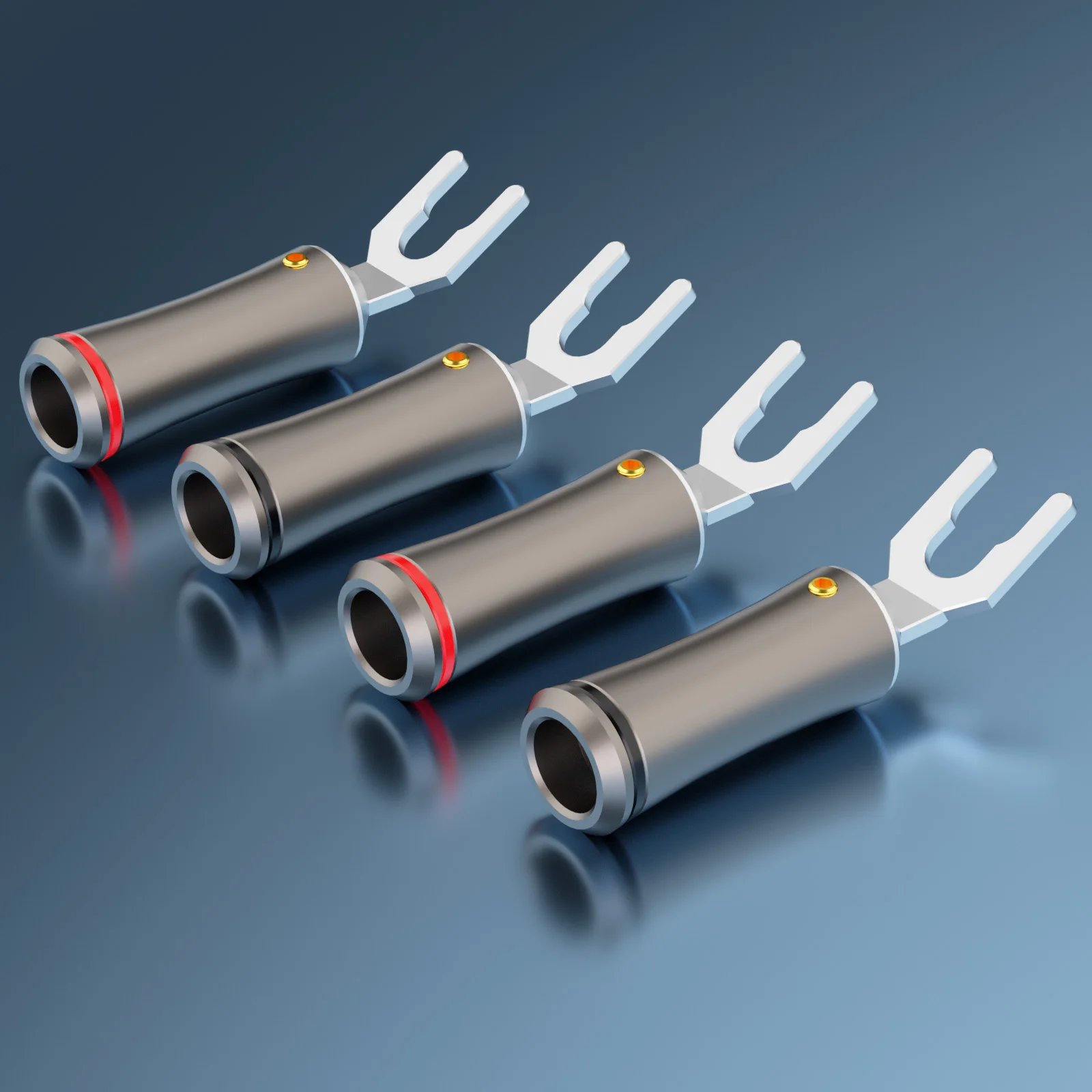 Monosaudio S911Ag -196 Deep Cryogenic Treatment Pure Solid Silver Spade เงินบริสุทธิ์ Y spade ปลั๊กสําหรับสายลําโพงปลั๊ก