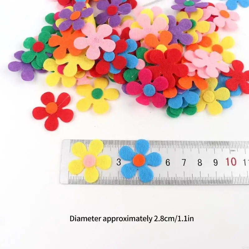 100Pieces Felt Flower 28mm Multicolored Flower Fabric Sticker For Sewing Craft Y08E