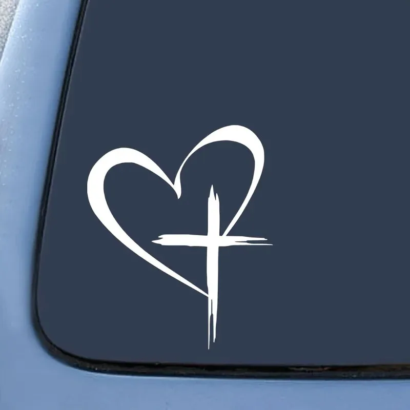 

1PC Love Heart Cross Car Stickers Waterproof for DIY Auto Rear Window Body Bumper Trunk Vinyl Decals Funny Vehicle Decoration