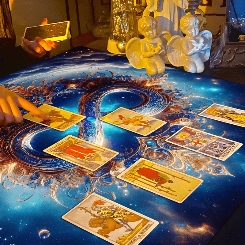 Blue Gold Star Tarot Tablecloth Dirty-resistant Durable Divination Ceremony Magic Party Universal Tablecloth