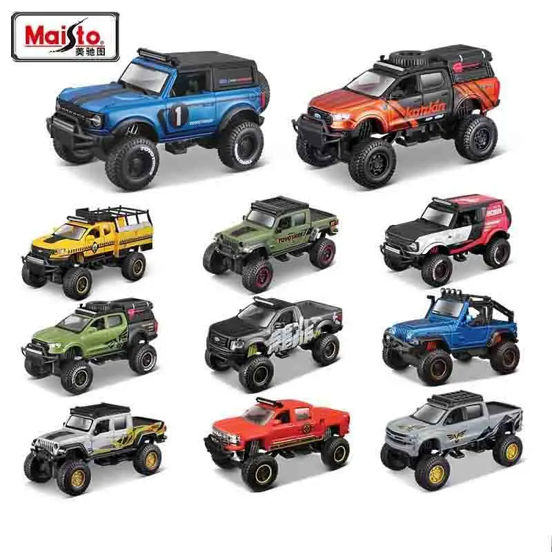 Maisto Jeep Wrangler Chevrolet Ford Legering Gemodificeerde Terreinvoertuigen Automodel Metalen Speelgoed Miniatuur Schaal Voertuigmodel Kindercadeau