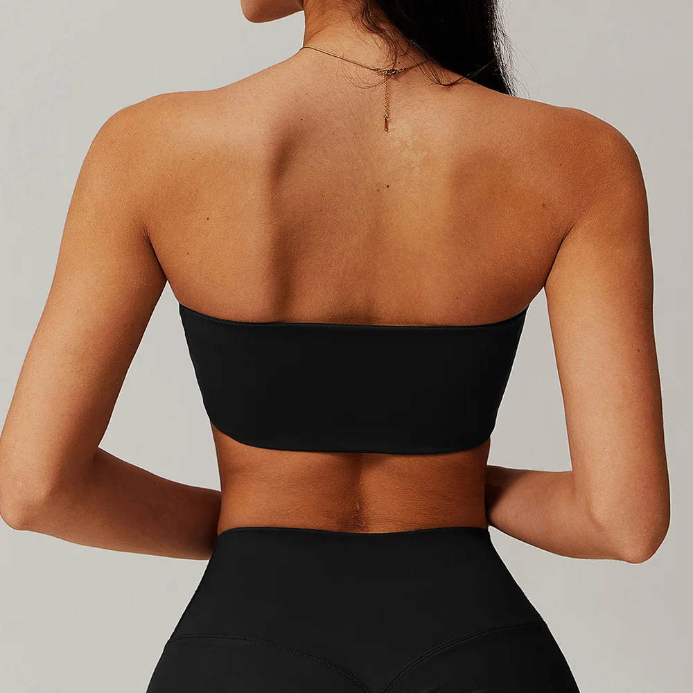 Sports Underwear Women Fitness Bra Intimate Strapless Bustier Bandeau Breathable Wrapped Chest Sports Bra Fitness Tops Yoga Bra image 4