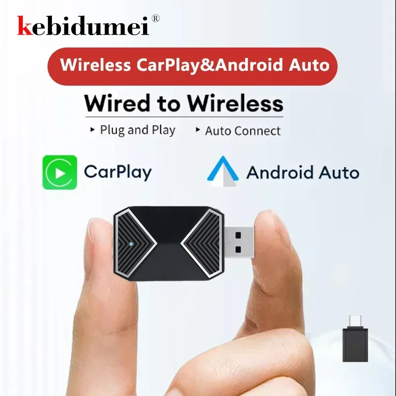 

Kebidumei 2 in 1 Wireless CarPlay&Android Auto Smart AI Box Adapter Dongle Plug And Play For Volkswagen Toyota Peugeot Volvo