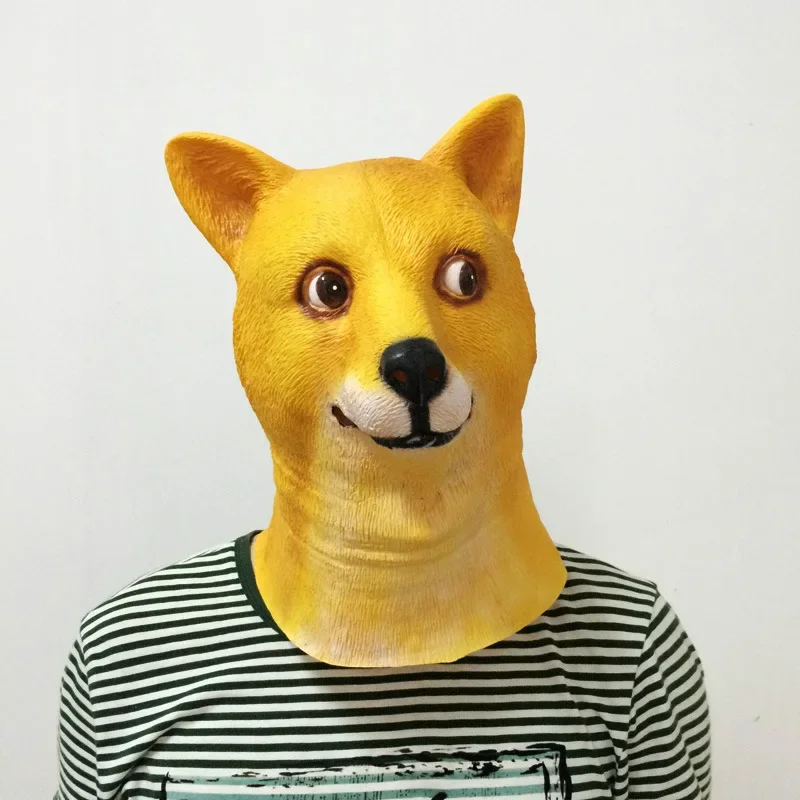 1pcs Shiba Inu Dog Animal Head Full Face Masks Halloween Party Festival Cospaly Costume Supplies Mask Dog Head Party Mask