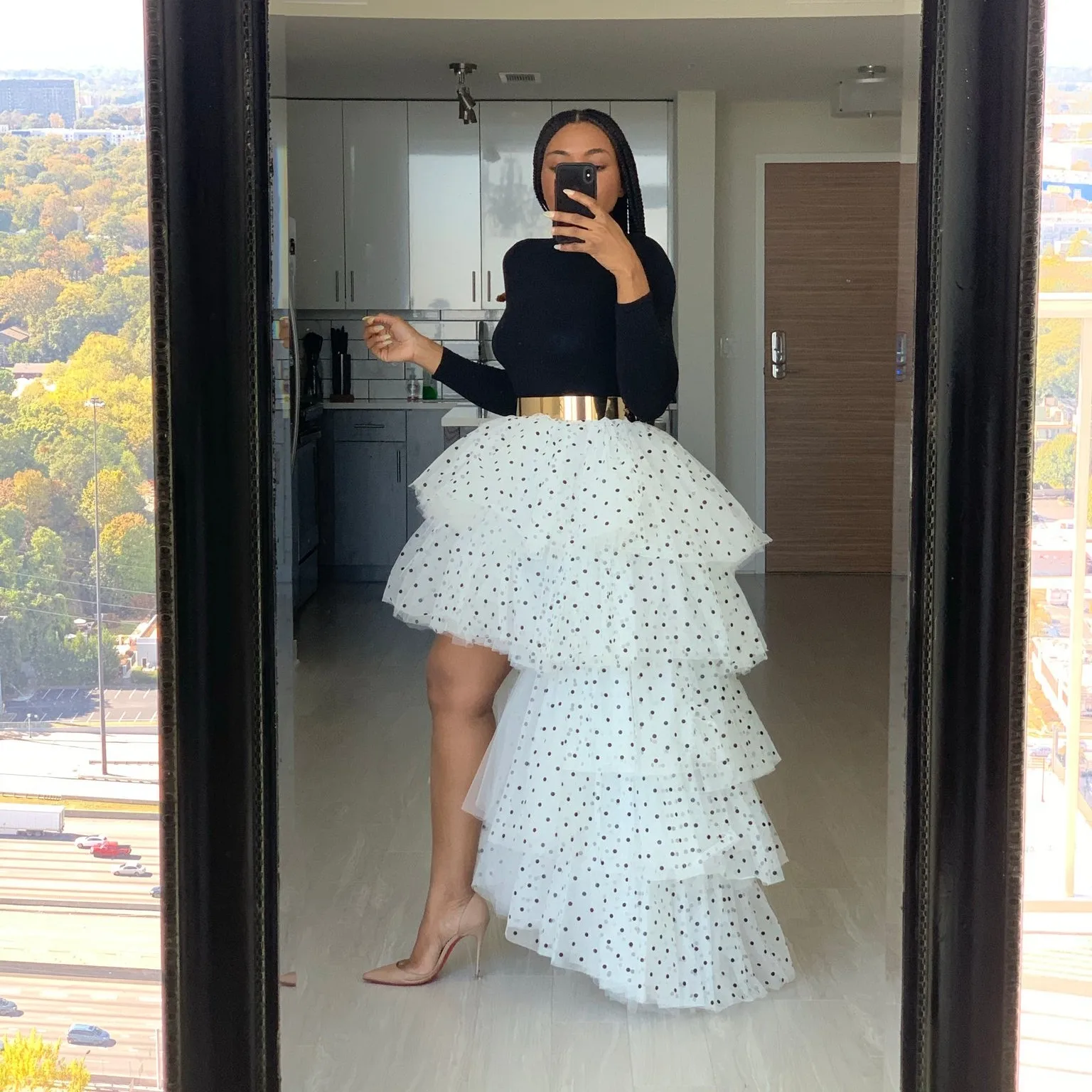 

Polka-dot High Low Long Tiered Tulle Skirts Women Maix Skirts Halloween Puffy Tutu Tulle Skirt Plus Size Long Tulle Skirt