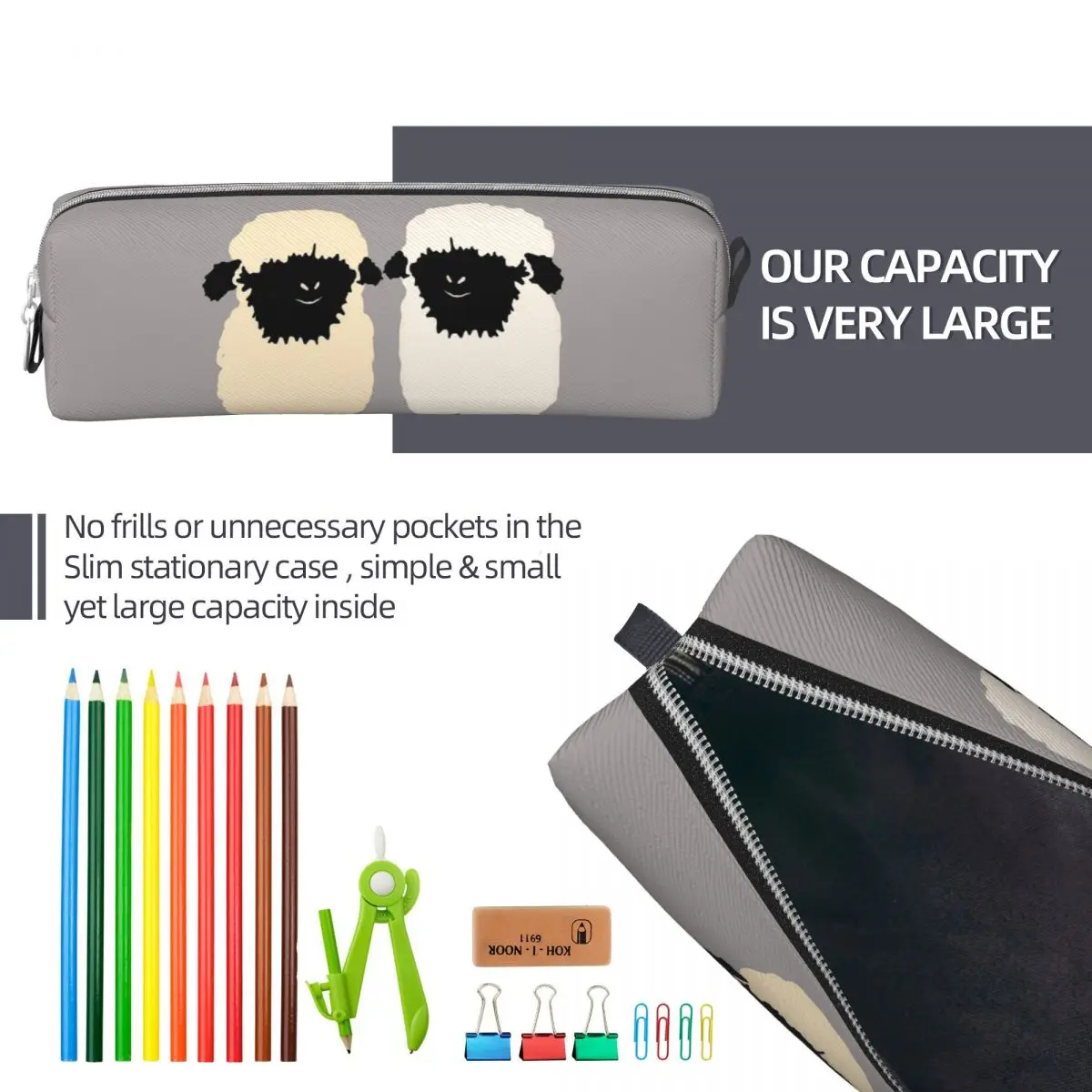 حافظات أقلام رصاص من Valais Black Nose Sheep Friends، صندوق أقلام للأولاد والبنات والطلاب، حقيبة أقلام رصاص وحقيبة مستحضرات التجميل
