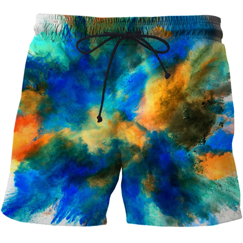 3D Print short pants streetwear casual Speckled tie dye pattern Shorts Summer loose Breathable Mens board shorts beach swimwear