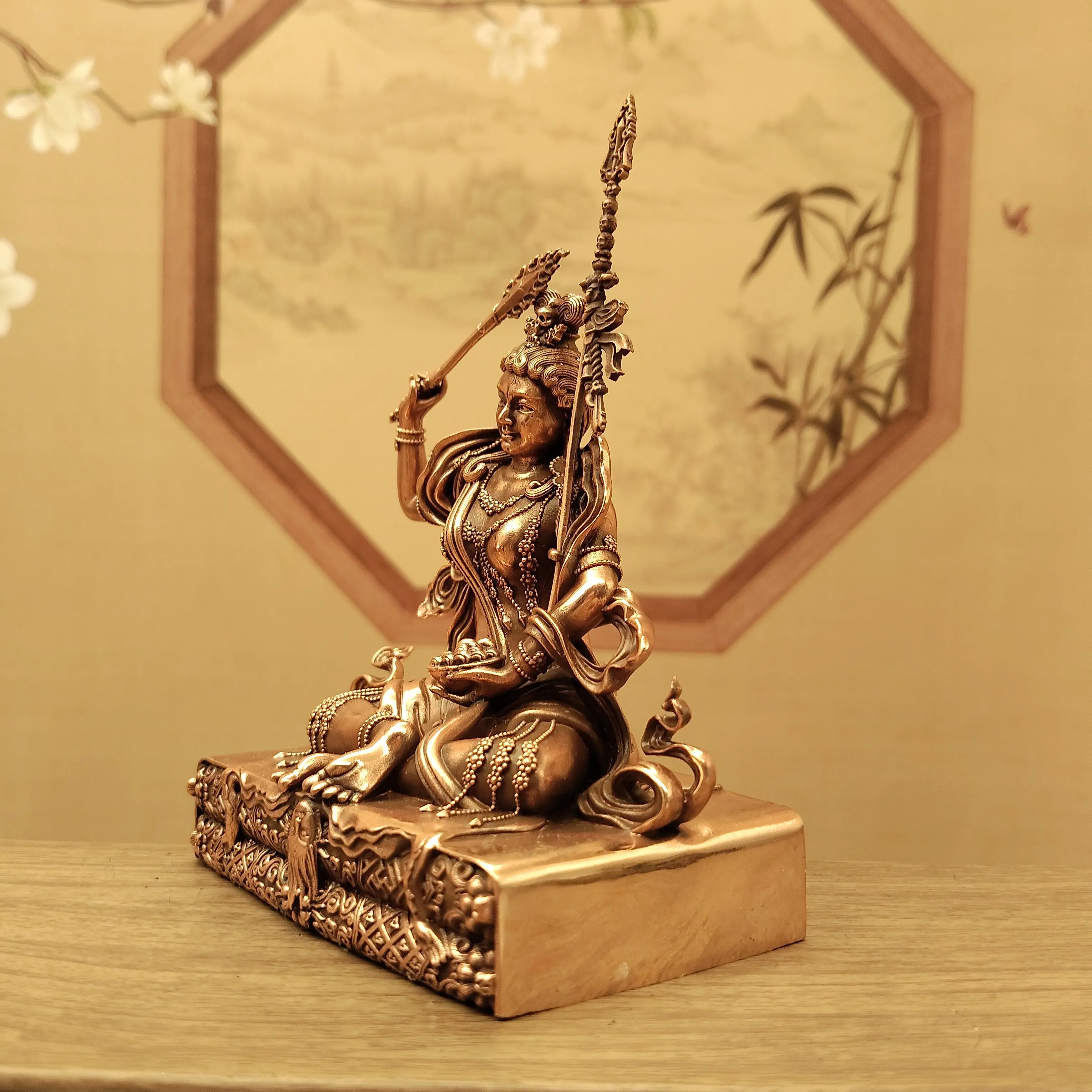 Nepal Craft Copper Dodrupchen Rinpoche Second Generation Master Statue 10cm Home Altar Desktop Blessing