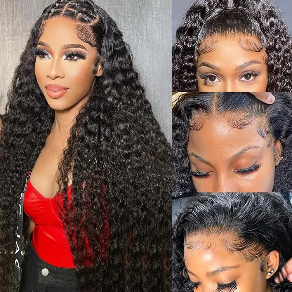 Deep Wave Lace Front Wigs Human Hair 13x4 13x6 HD Lace Frontal Wigs Water Curly Wave Wig For Women Wet Wavy 4x4 Lace Closure Wig