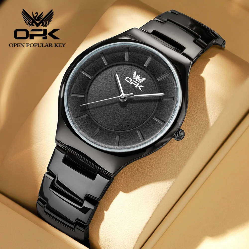 

OPK 6078 Men Women Original Quartz Movement Watches Elegance Minimalist Round Dial Alloy Link Bracelet 30m Water-resistant Watch