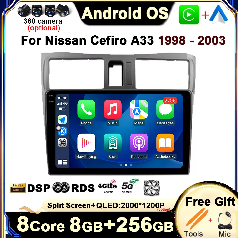 

Android 14 Car Radio for Nissan Cefiro A33 1998 - 2003 GPS Navigation Touch QLED Screen Multimedia Auto Video Player 4G WIFI DSP