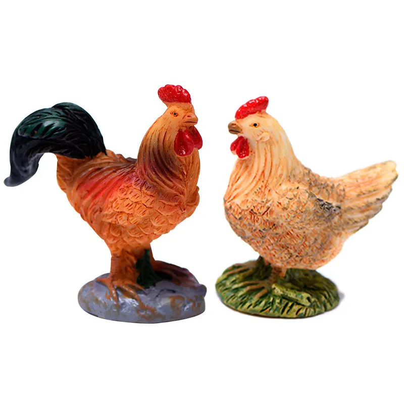 

1PC Rooster Chicken Figurines Farm Animal Model Home Decor Miniature Fairy Garden Decoration Accessories Modern Figurine