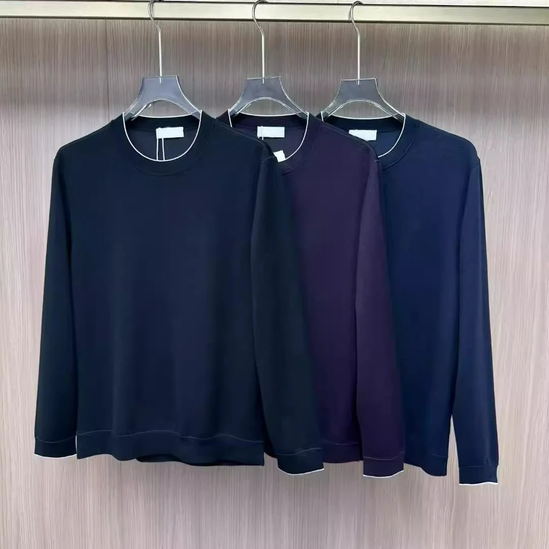 

BC Итальянский мужской осенне-зимний новый модный вязаный свитер с круглым вырезом, мужской деловой повседневный однотонный свитер с длинными рукавами