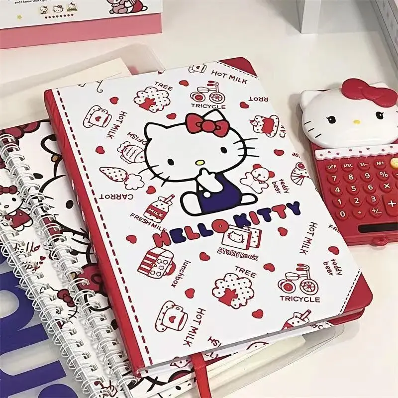 Sanrio Hello kitty Notebook Good-looking Student Cute Girly Heart Hard Shell Coloring Page Learning Stationery Notepad Gift Toys