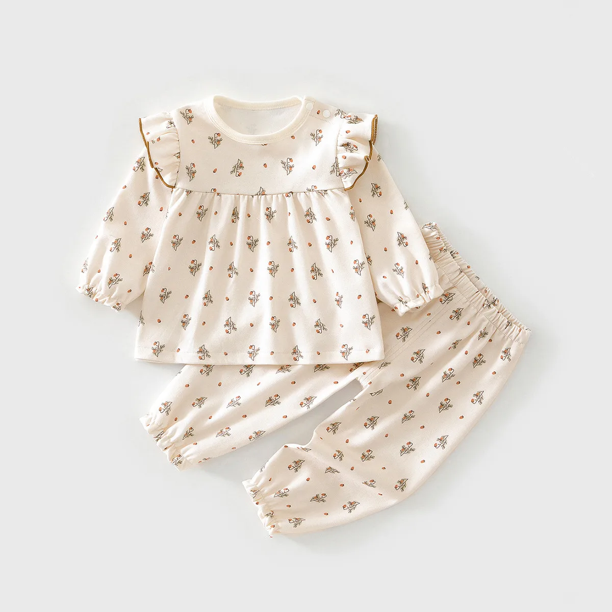 

Pure Cotton Baby Suit Autumn New Printed Floral Baby Girls Home Suit Baby Clothes 2PCS Long Sleeve Clothes Pajamas