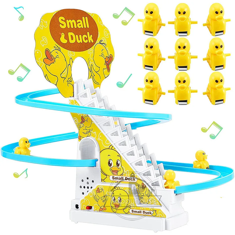 

Baby Toys Electric Duck Track Slide Toys Boys Girls Electric Climbing Stairs Toy LED Lights Musical Slide Toys for Children Kids