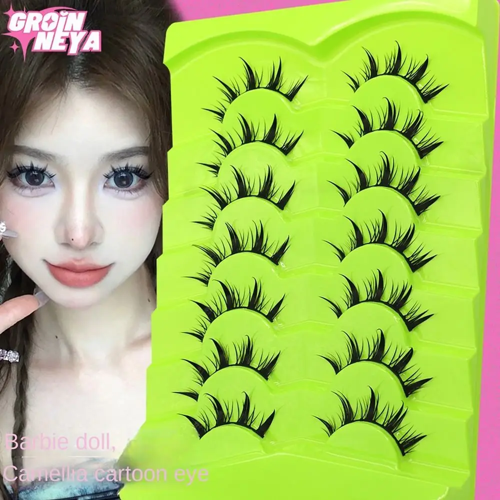 

7 Pairs Cross Wispy Manga Lashes Soft 3D Natural Look Fluffy Mink Lashes Eye Makeup Spiky Lashes Women