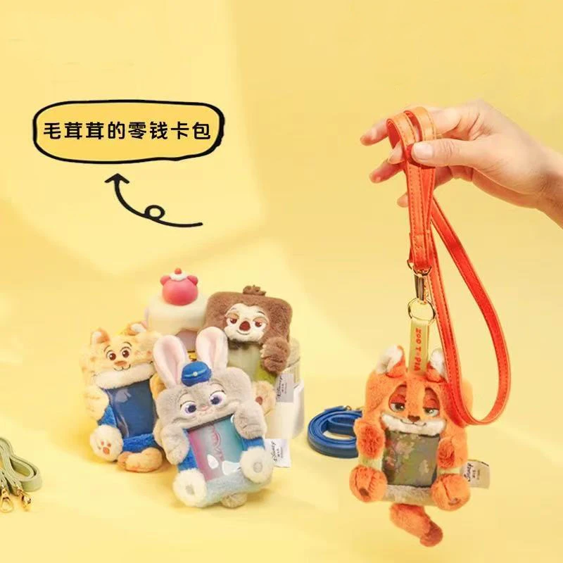 Zootopia Card Bag Judy Nick Disney Kawaii Cute Cartoon Anime Character Portable Plush Coin Wallet Chest Card Badge Bag Practical