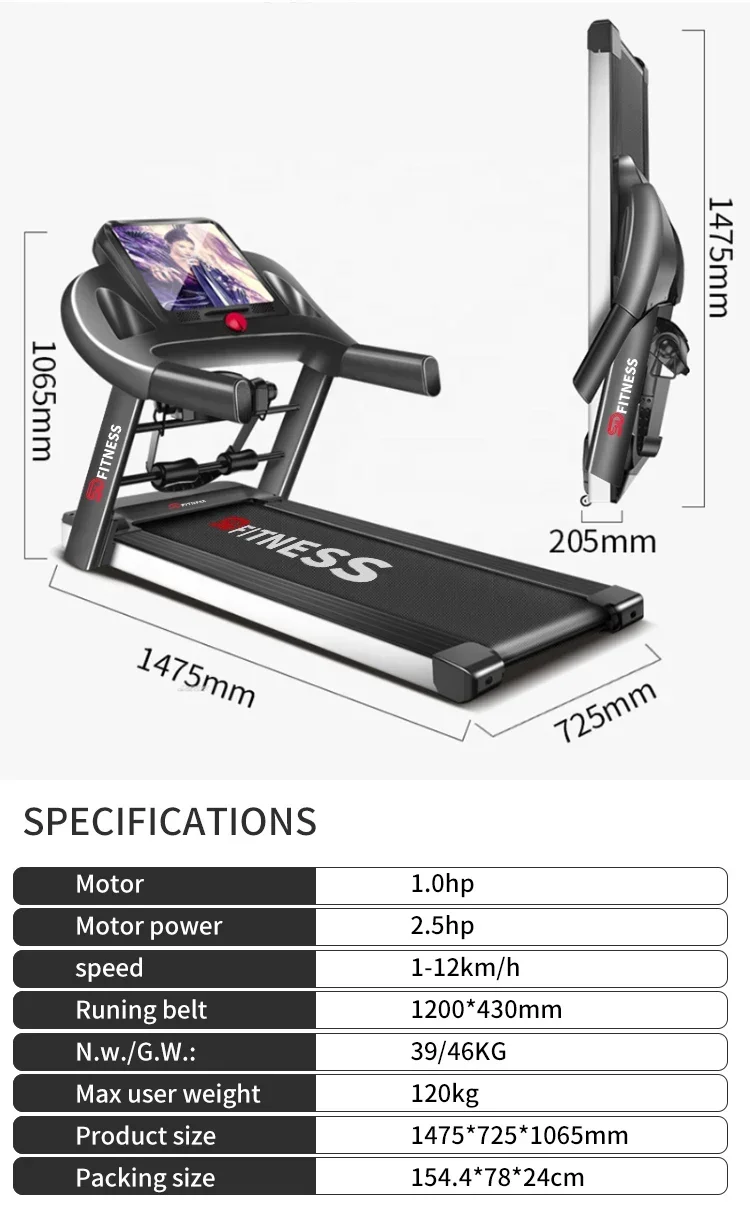 SD-TS5 Hot-selling home fitness electric motorized treadmill with massager