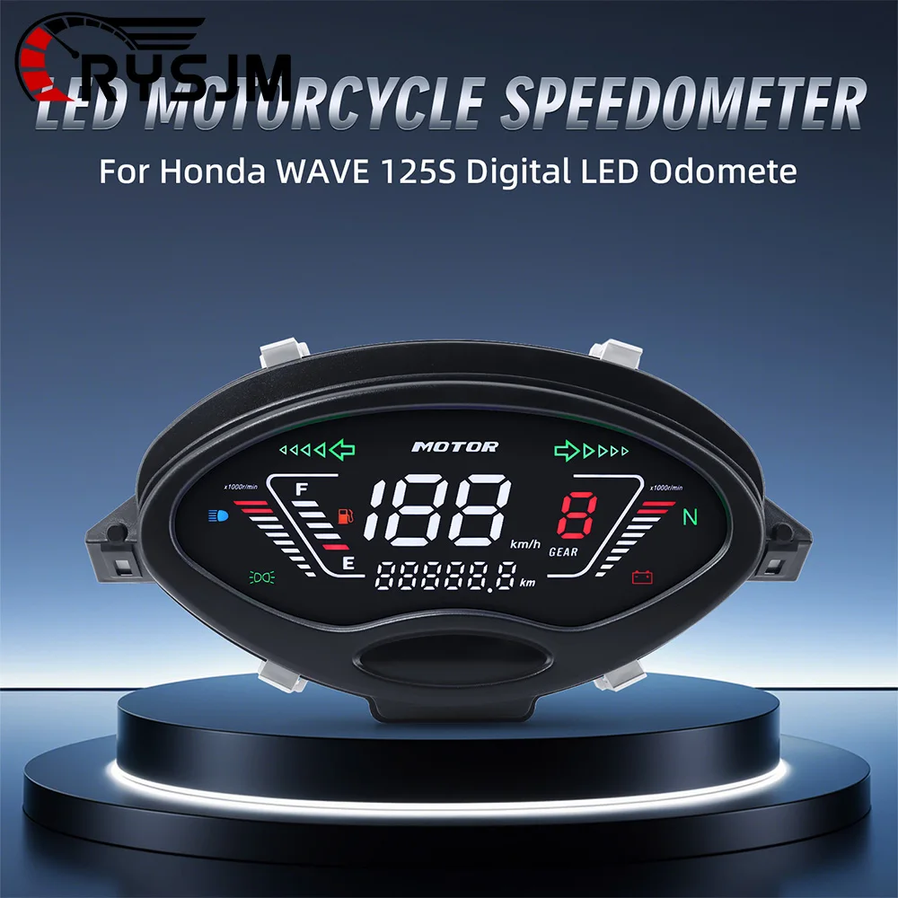 SS LED Motorcycle Speedometer Digital Moto Instrument Panel RPM For Honda WAVE 125S Speed Gear Guage For Honda WAVE 125S Odomete